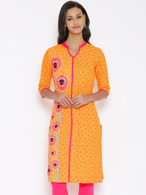 

Aurelia Yellow & Orange Printed Kurta