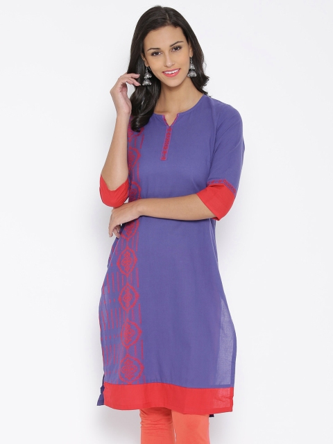 

Aurelia Blue Woven Design Kurta