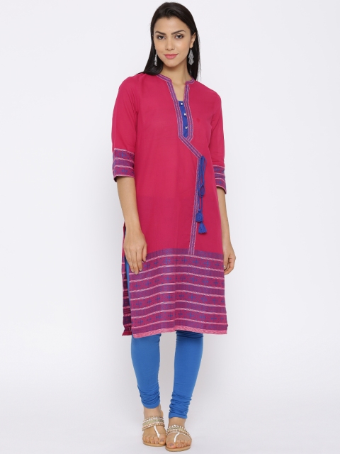 

Aurelia Pink Woven Design Angrakha Kurta