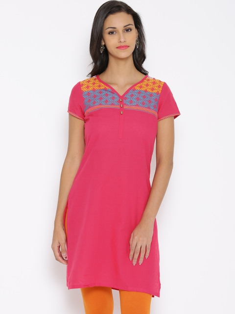 

Aurelia Pink Kurta with Woven Design