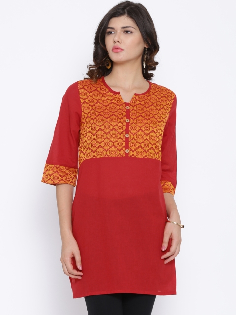 

Aurelia Red Kurta with Woven Design