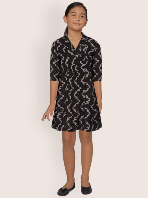 

Sangria Girls Black Printed A-Line Dress