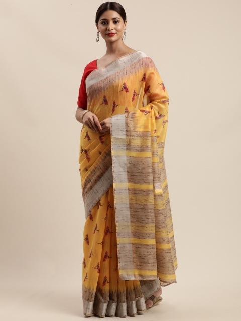 

Kalini Yellow & Red Polycotton Printed Saree