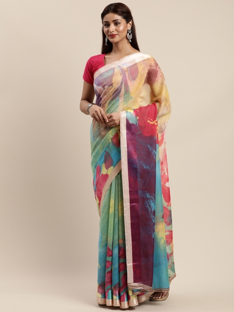 

Kalini Multicoloured Printed Polycotton Saree, Multi