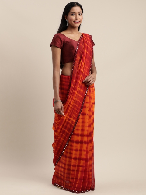 

Mirchi Fashion Orange & Maroon Poly Georgette Printed Saree