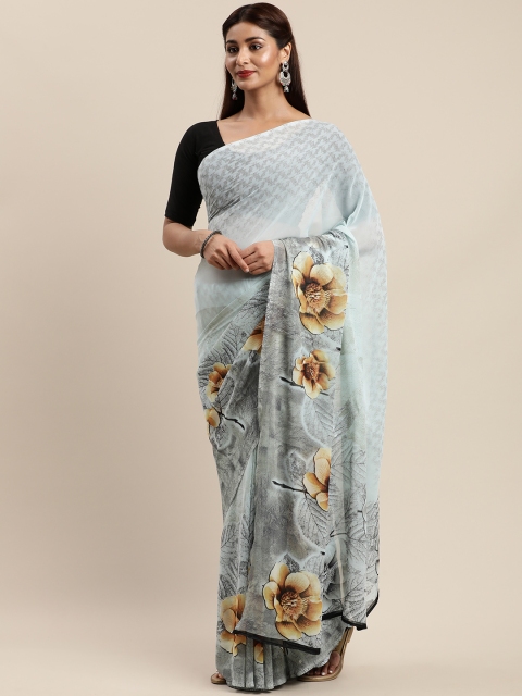 

Mirchi Fashion Off-White & Beige Poly Georgette Floral Printed Saree
