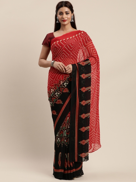 

Mirchi Fashion Red & Black Poly Georgette Printed Saree