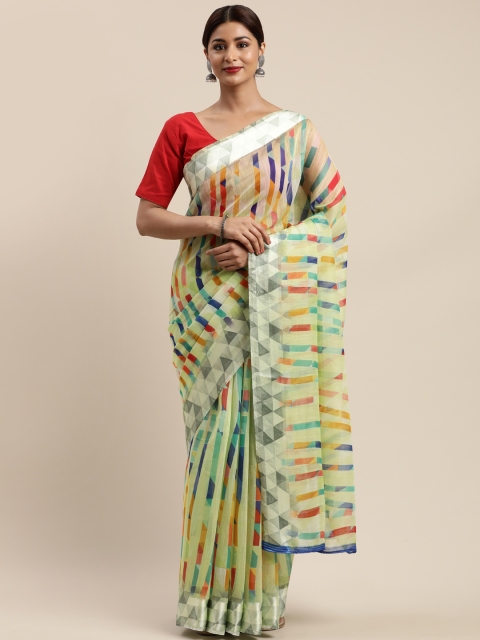 

Kalini Multicoloured Striped Polycotton Saree, Multi