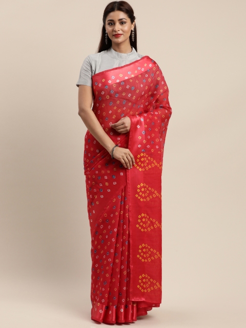 

Kalini Red & Yellow Polycotton Printed Bandhani Saree