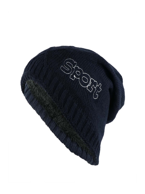 

Bunnywave Unisex Navy Blue Self Design Beanie