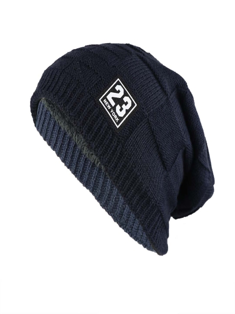 

Bunnywave Unisex Navy Blue Solid Beanie