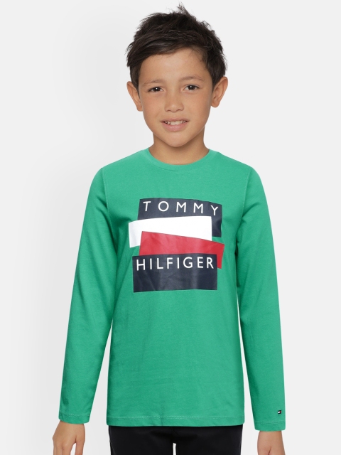 

Tommy Hilfiger Boys Green Printed BB STICKER Pure Organic Cotton T-shirt