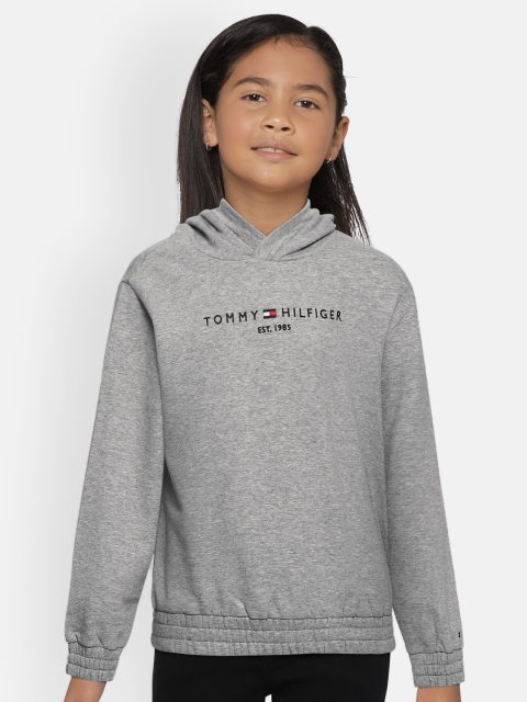 

Tommy Hilfiger Girls Grey Printed Organic Cotton Hooded Sweatshirt