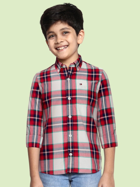 

Tommy Hilfiger Boys Red Checked Pure Cotton Casual Shirt