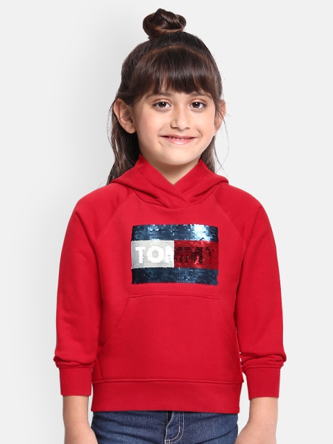 

Tommy Hilfiger Girls Red Sequin Hooded Sweatshirt