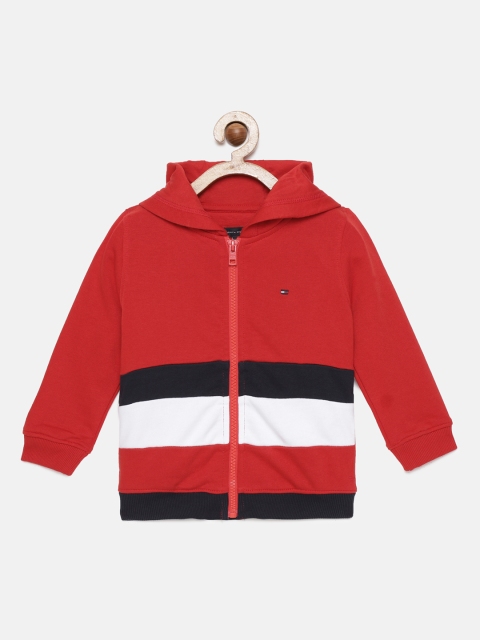 

Tommy Hilfiger Boys Red & Black Colourblocked Hooded Sweatshirt