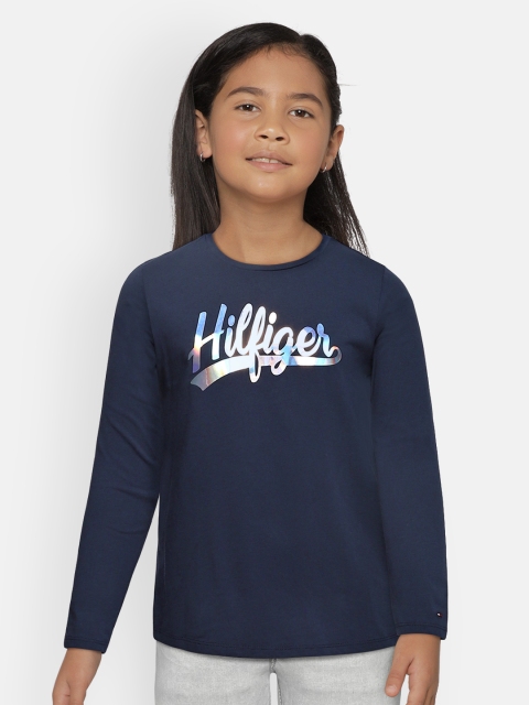 

Tommy Hilfiger Girls Navy Blue Printed Organic Cotton Sustainable T-shirt