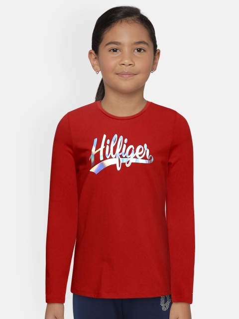 

Tommy Hilfiger Girls Red Printed Organic Cotton Sustainable T-shirt