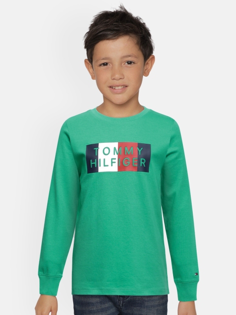 

Tommy Hilfiger Boys Green Printed Round Neck Pure Cotton T-shirt