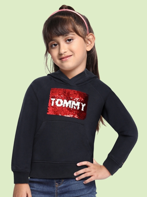 

Tommy Hilfiger Girls Navy Blue Sequined Hooded Sweatshirt