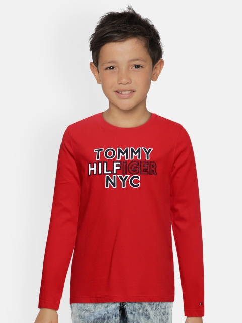 

Tommy Hilfiger Boys Red Self Design Round Neck T-shirt