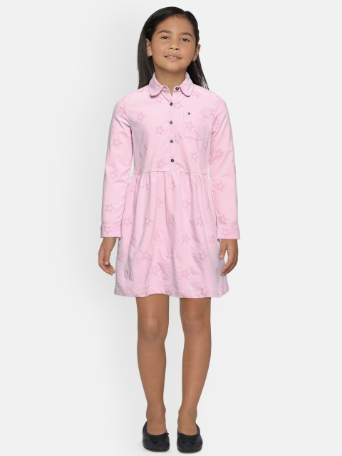 

Tommy Hilfiger Girls Pink Self Design Shirt Dress