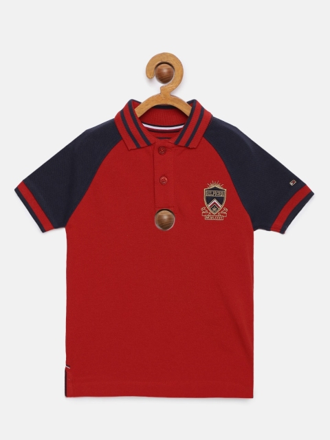 

Tommy Hilfiger Boys Red Printed Polo Collar Sustainable T-shirt