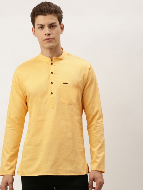 

Peter England Men Yellow Solid Straight Kurta