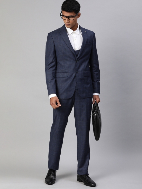 

Louis Philippe Navy Blue Striped Slim Fit Formal Suit