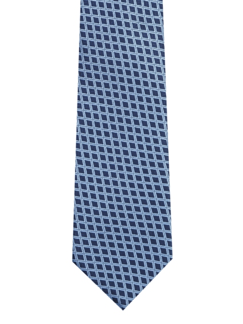 

Park Avenue Blue & Silver-Toned Woven Design Broad Tie