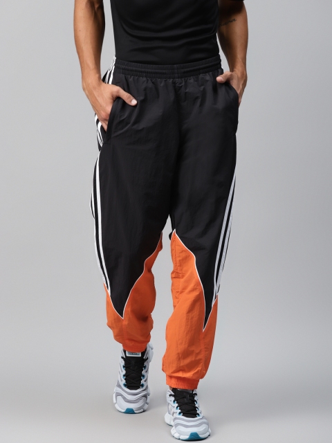 

ADIDAS Originals Men Black & Orange Colourblocked B TRF AB WV TP Joggers