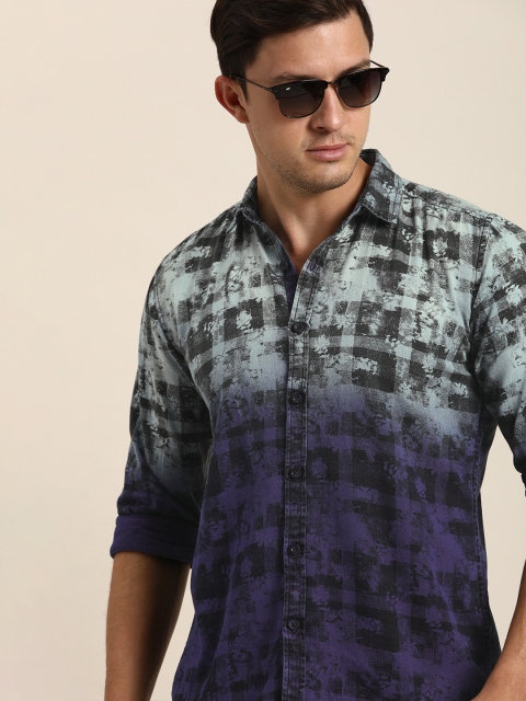 

Moda Rapido Men Blue & Grey Slim Fit Checked Casual Shirt