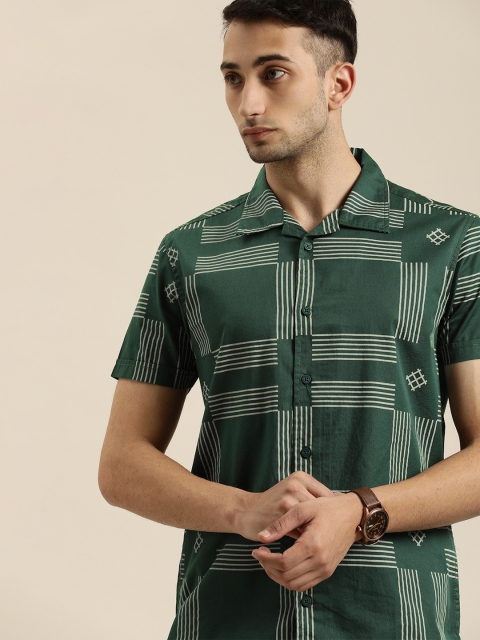 

Moda Rapido Men Green & Off-White Slim Fit Printed Casual Shirt