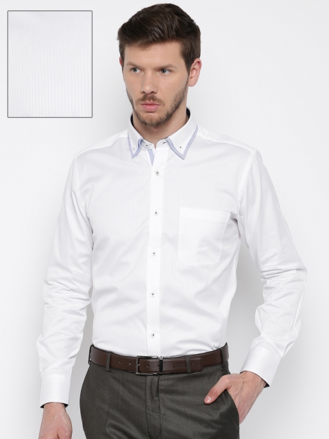 

Raymond Men White Regular Fit Striped Formal Shirt