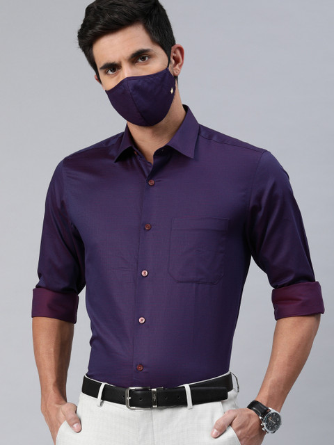 

Louis Philippe Men Purple Red Slim Fit Checked Formal Shirt