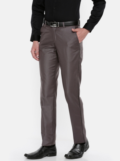 

John Players Men Taupe Skinny Fit Solid Regular Trousers