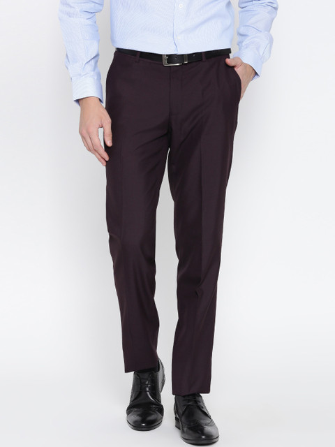 

John Players Aubergine Formal Trousers, Purple