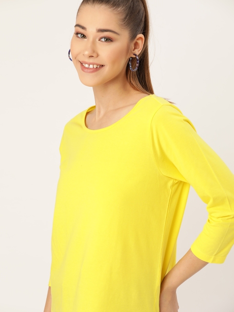 

DressBerry Women Yellow Solid Round Neck T-shirt