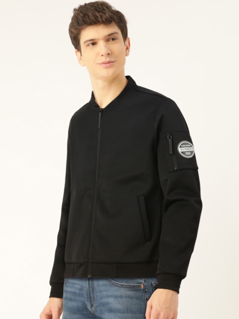 

Flying Machine Men Black Solid Biker Jacket