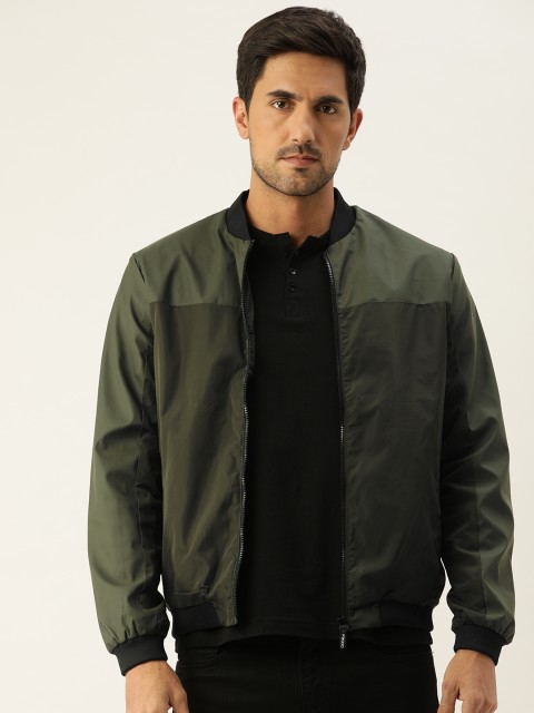 

Flying Machine Men Olive Green Solid Bomber