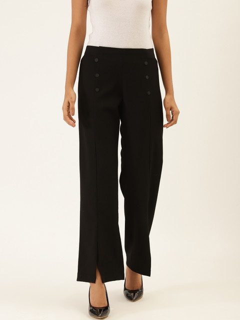 

Label Ritu Kumar Women Black Straight Fit Solid Trousers