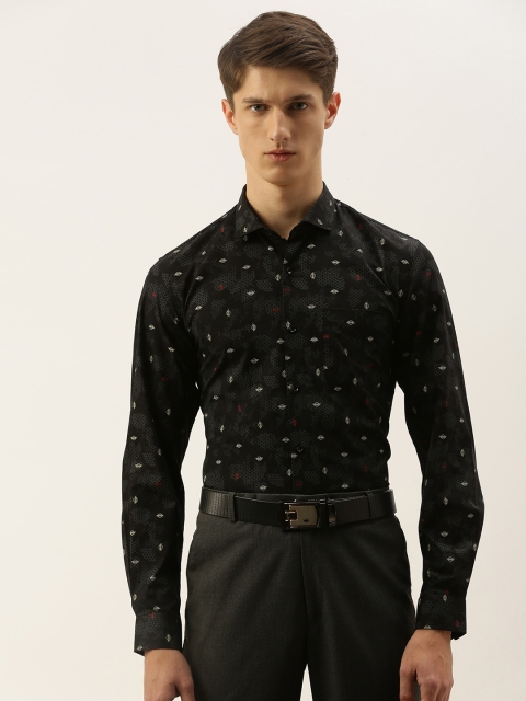 

Peter England Men Black & Beige Slim Fit Printed Formal Shirt