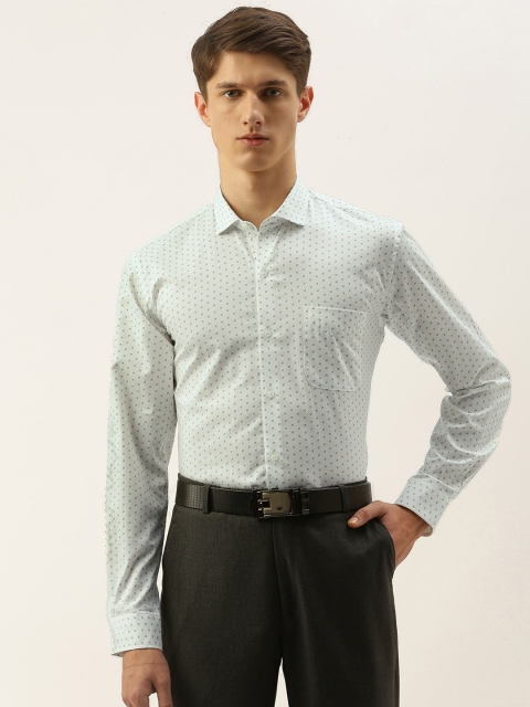 

Peter England Men White & Blue Regular Fit Printed Formal Shirt