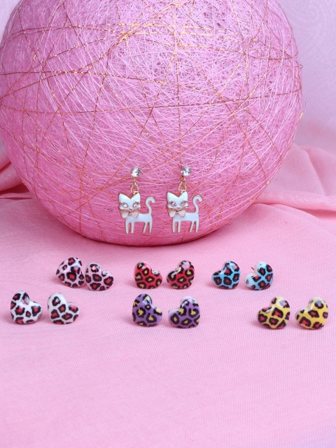 

lil'star Set of Heart-Shaped Studs & Dangler Earring set, Multi