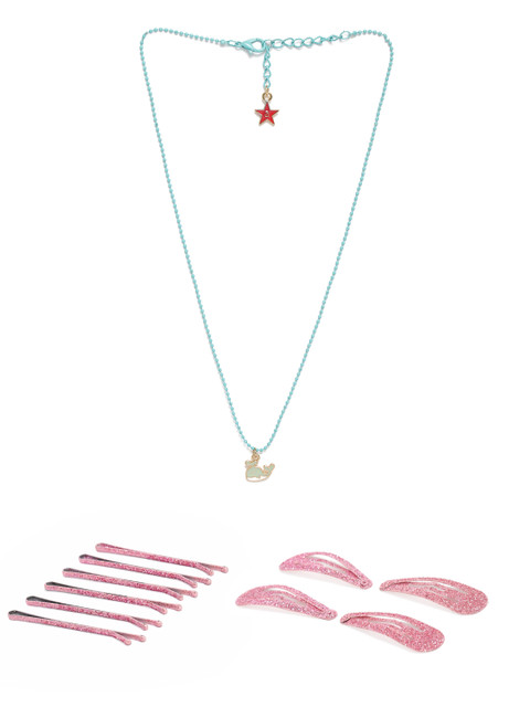 

lil' star Girls Multicoloured Set of 7 and more Hair Accessory Set with Necklace, Multi