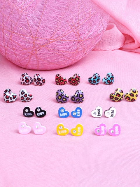 

lil'star Girls Set of 2 Heart Shaped Stud Earrings, Multi
