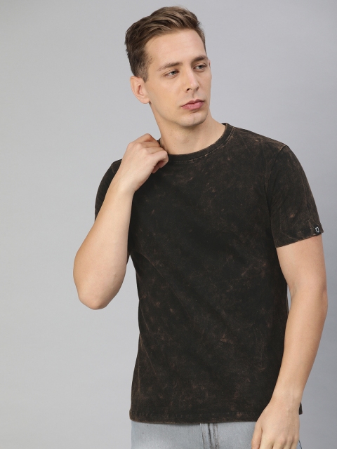 

Urbano Fashion Men Black Brown Slim Fit Dyed Super Combed Cotton Round Neck Pure Cotton T-shirt