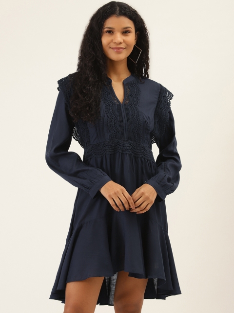 

Label Ritu Kumar Women Navy Blue Solid A-Line Dress