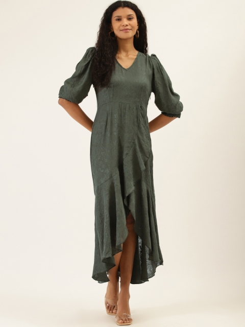 

Label Ritu Kumar Women Green Embroidered Maxi Dress
