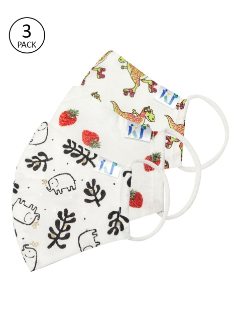 

Kalakari India Kids Pack of 3 4 Ply Printed Pure Cotton Protective Outdoor Masks, White